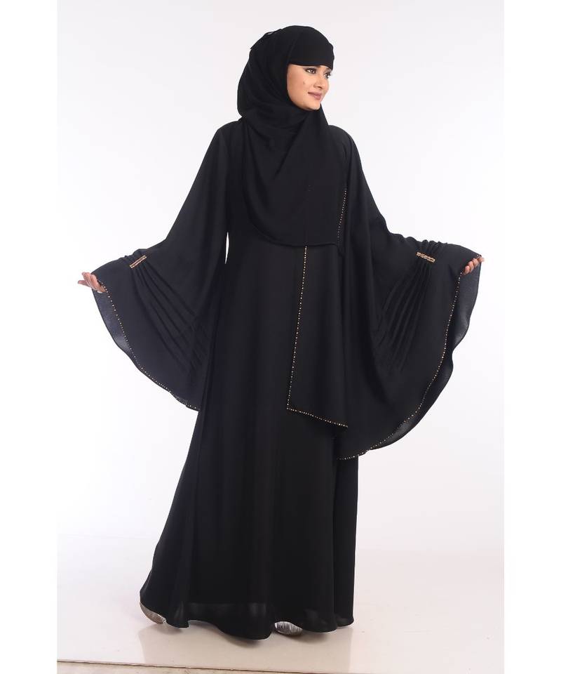 Black Nida Embroidered Zari Work Abaya