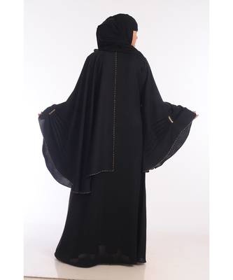 Black Nida Embroidered Zari Work Abaya 4