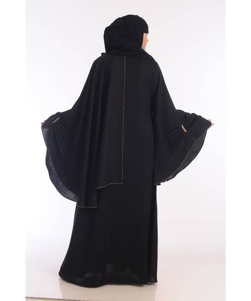 Black Nida Embroidered Zari Work Abaya