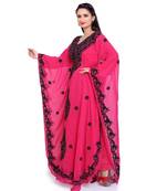 rani pink georgette embroidered zari work islamic kaftans