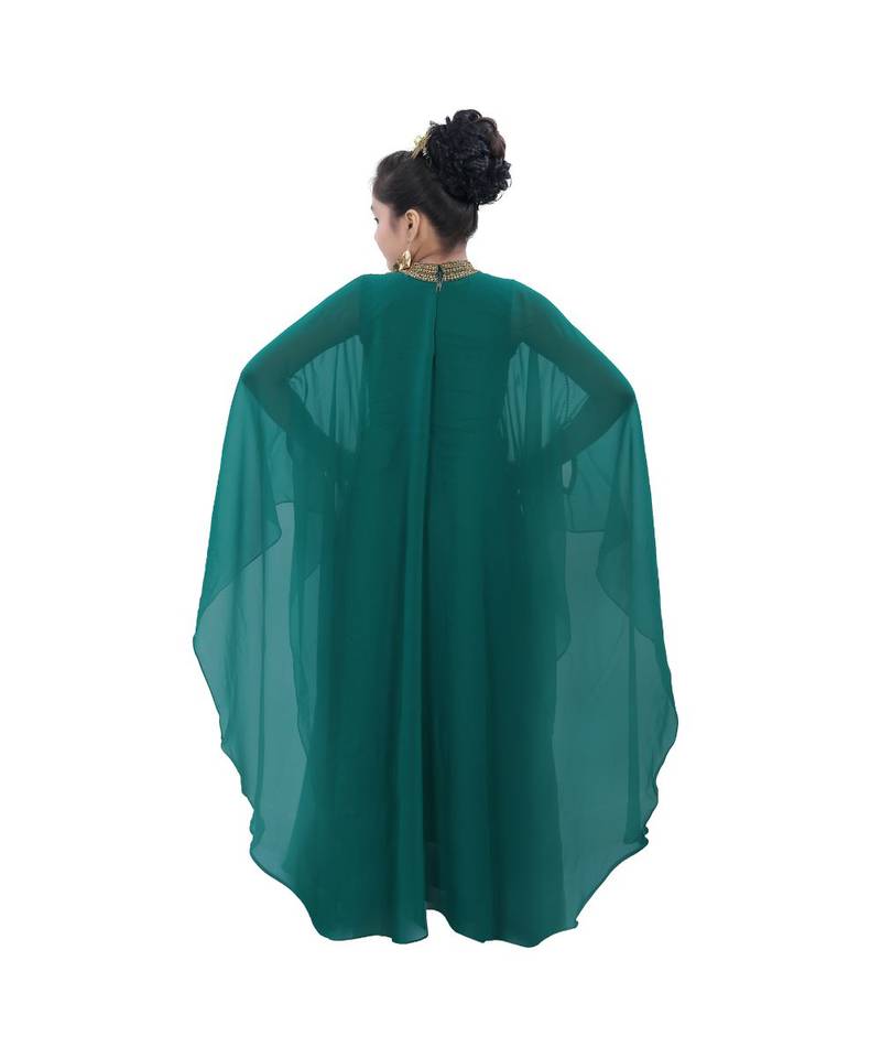 sea green georgette embroidered zari work kids kaftans