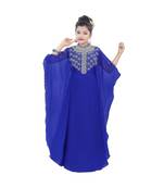 Royal Blue Georgette Embroidered Zari Work Kids Kaftans