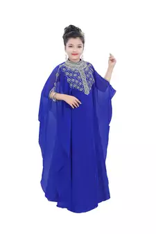 Royal Blue Georgette Embroidered Zari Work Kids Kaftans