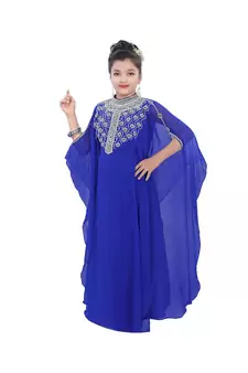 Royal Blue Georgette Embroidered Zari Work Kids Kaftans