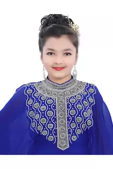 Royal Blue Georgette Embroidered Zari Work Kids Kaftans