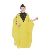 Yellow Georgette Embroidered Zari Work Kids Kaftans