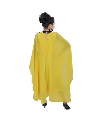 Yellow Georgette Embroidered Zari Work Kids Kaftans 5