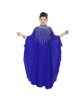 Royal Blue Georgette Embroidered Zari Work Kids Kaftans 1