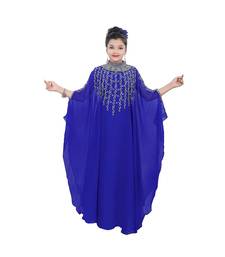 Royal Blue Georgette Embroidered Zari Work Kids Kaftans