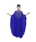 Royal Blue Georgette Embroidered Zari Work Kids Kaftans