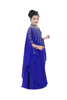 Royal Blue Georgette Embroidered Zari Work Kids Kaftans