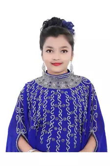 Royal Blue Georgette Embroidered Zari Work Kids Kaftans
