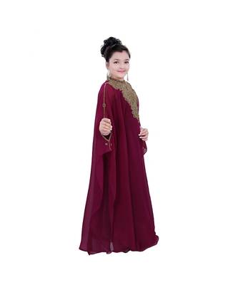 Maroon Georgette Embroidered Zari Work Kids Kaftans 2