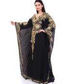 black georgette embroidered zari work islamic kaftans