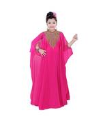 Pink Georgette Embroidered Zari Work Kids Kaftans