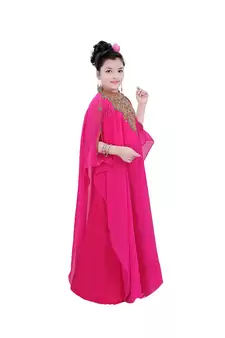 Pink Georgette Embroidered Zari Work Kids Kaftans