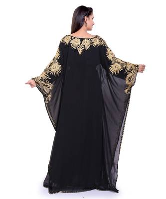 black georgette embroidered zari work islamic kaftans 4