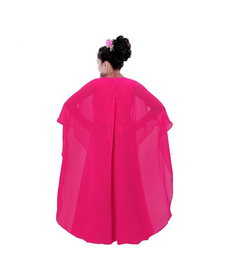 Pink Georgette Embroidered Zari Work Kids Kaftans