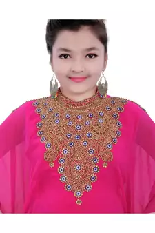Pink Georgette Embroidered Zari Work Kids Kaftans