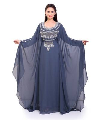 grey georgette embroidered zari work islamic kaftans 3