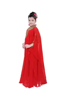 Red Georgette Embroidered Zari Work Kids Kaftans