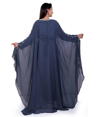 grey georgette embroidered zari work islamic kaftans 5