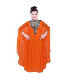 Orange Georgette Embroidered Zari Work Kids Kaftans