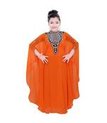 Orange Georgette Embroidered Zari Work Kids Kaftans