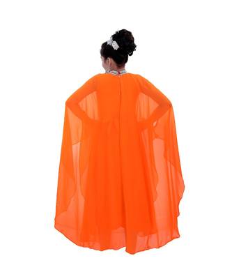 Orange Georgette Embroidered Zari Work Kids Kaftans 4