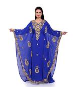 royal blue georgette embroidered zari work islamic kaftans