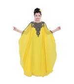 Yellow Georgette Embroidered Zari Work Kids Kaftans