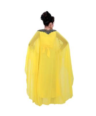 Yellow Georgette Embroidered Zari Work Kids Kaftans 5