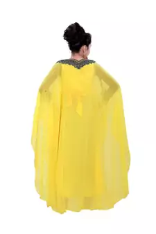 Yellow Georgette Embroidered Zari Work Kids Kaftans