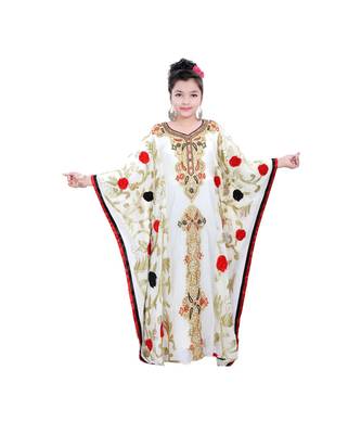Multicolor Georgette Embroidered Zari Work Kids Kaftans 1