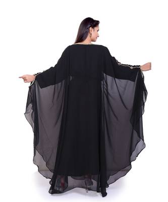 black georgette embroidered zari work islamic kaftans 3