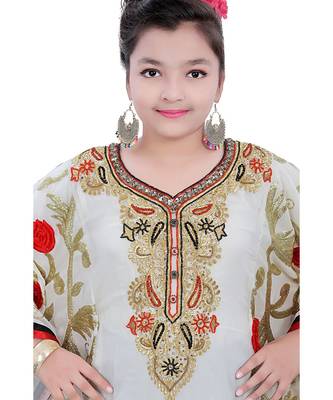 Multicolor Georgette Embroidered Zari Work Kids Kaftans 5