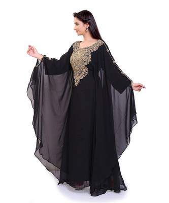 black georgette embroidered zari work islamic kaftans 5