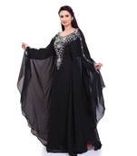 black georgette embroidered zari work islamic kaftans
