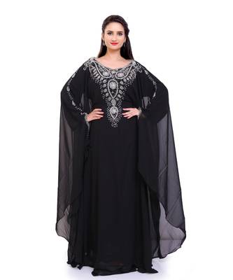black georgette embroidered zari work islamic kaftans 2
