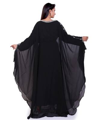 black georgette embroidered zari work islamic kaftans 4