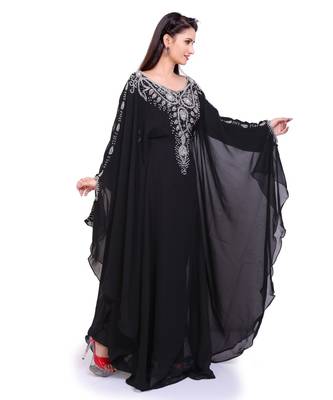 black georgette embroidered zari work islamic kaftans 5