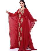 maroon georgette embroidered zari work islamic kaftans