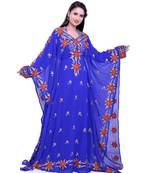 royal blue georgette embroidered zari work islamic kaftans