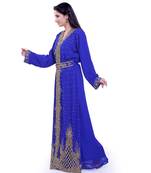 royal blue georgette embroidered zari work islamic kaftans