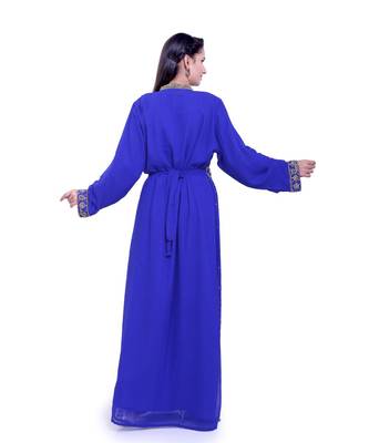 royal blue georgette embroidered zari work islamic kaftans 4