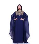 navy blue georgette embroidered zari work islamic kaftans