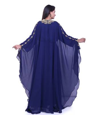 navy blue georgette embroidered zari work islamic kaftans 2