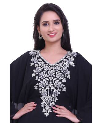 black georgette embroidered zari work islamic kaftans 3