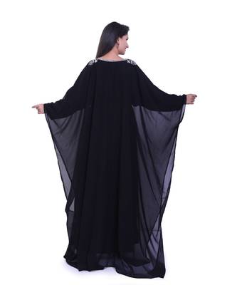 black georgette embroidered zari work islamic kaftans 4
