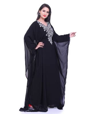 black georgette embroidered zari work islamic kaftans 5